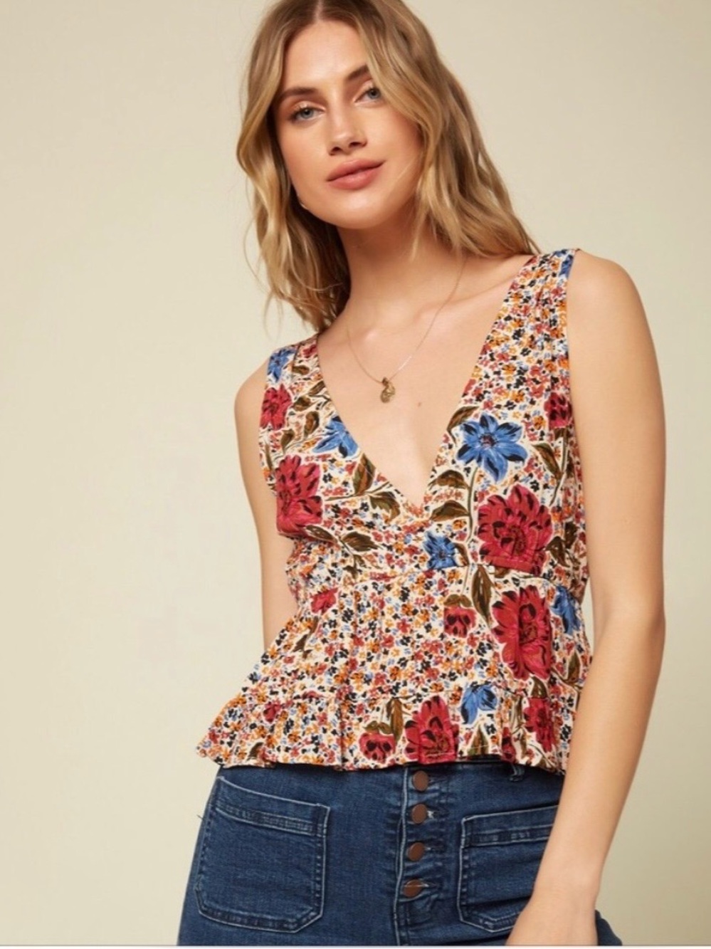 🌺O’NEILL Virginia Floral Tank Top - Large